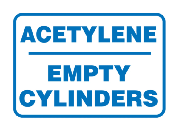 Acetylene Empty Cylinder Storage Sign