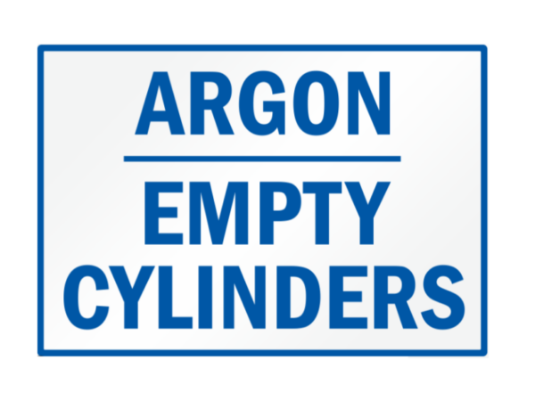 Argon Empty Cylinder Storage Sign