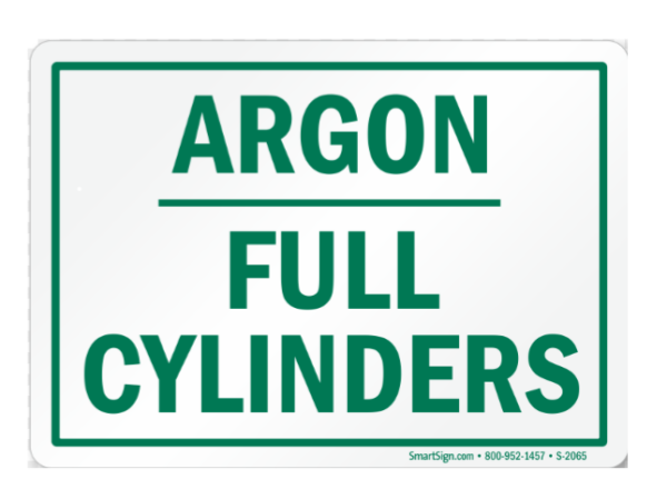 Argon Full Cylinder Storage Sign
