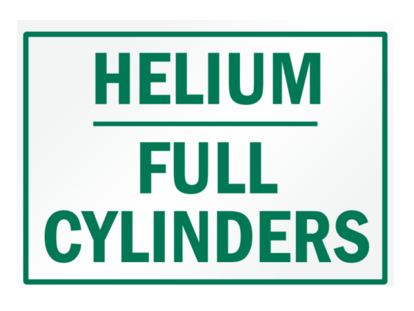 Helium Full Cylinder Storage Sign